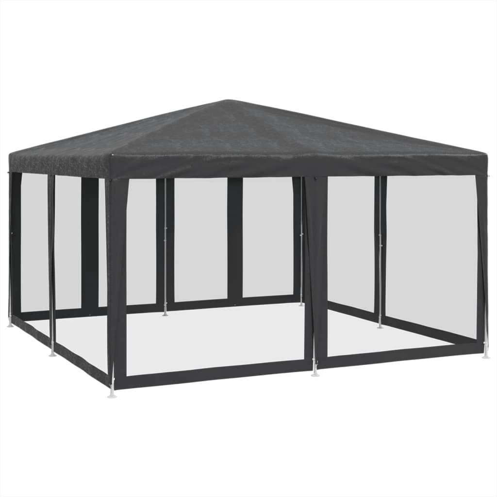 Proginė palapinė su 8 sienomis, antracito, 4x4m, HDPE Proginė palapinė su 8 sienomis, antracito, 4x4m, HDPE - Image 5
