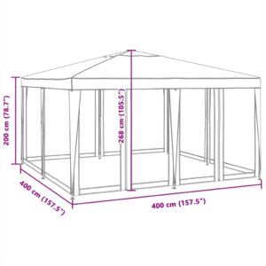 Proginė palapinė su 8 sienomis, antracito, 4x4m, HDPE