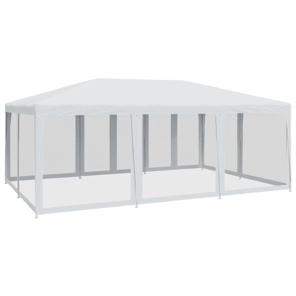 Proginė palapinė su 10 tinklinėmis sienomis, balta, 6x4m, HDPE Proginė palapinė su 10 tinklinėmis sienomis, balta, 6x4m, HDPE - Image 5