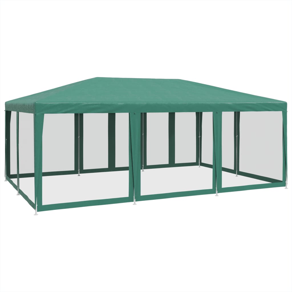 Proginė palapinė su 10 tinklinėmis sienomis, žalia, 6x4m, HDPE Proginė palapinė su 10 tinklinėmis sienomis, žalia, 6x4m, HDPE - Image 5