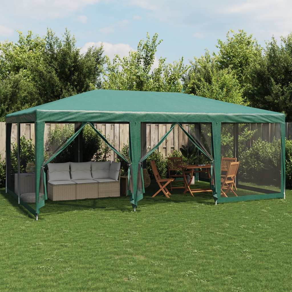 Proginė palapinė su 10 tinklinėmis sienomis, žalia, 6x4m, HDPE Proginė palapinė su 10 tinklinėmis sienomis, žalia, 6x4m, HDPE - Image 2