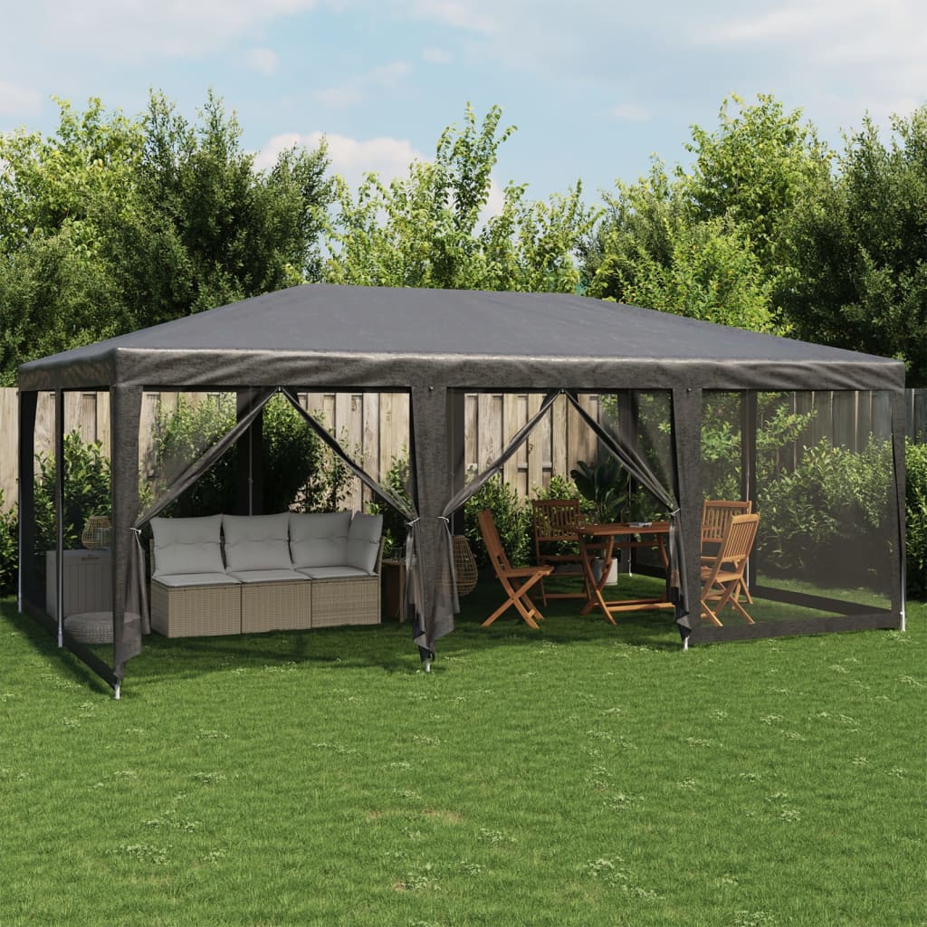 Proginė palapinė su 10 sienomis, antracito, 6x4m, HDPE Proginė palapinė su 10 sienomis, antracito, 6x4m, HDPE - Image 2