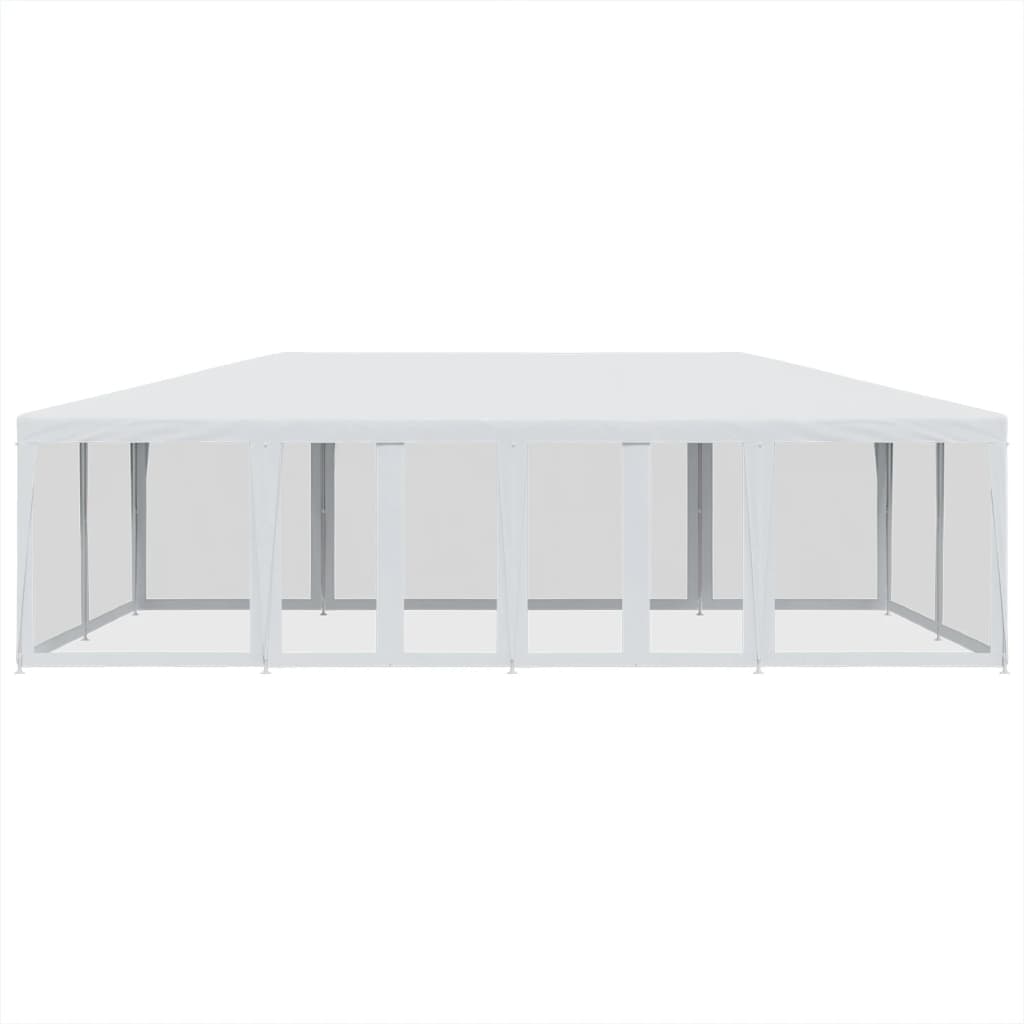 Proginė palapinė su 12 tinklinėmis sienomis, balta, 8x4m, HDPE Proginė palapinė su 12 tinklinėmis sienomis, balta, 8x4m, HDPE - Image 3