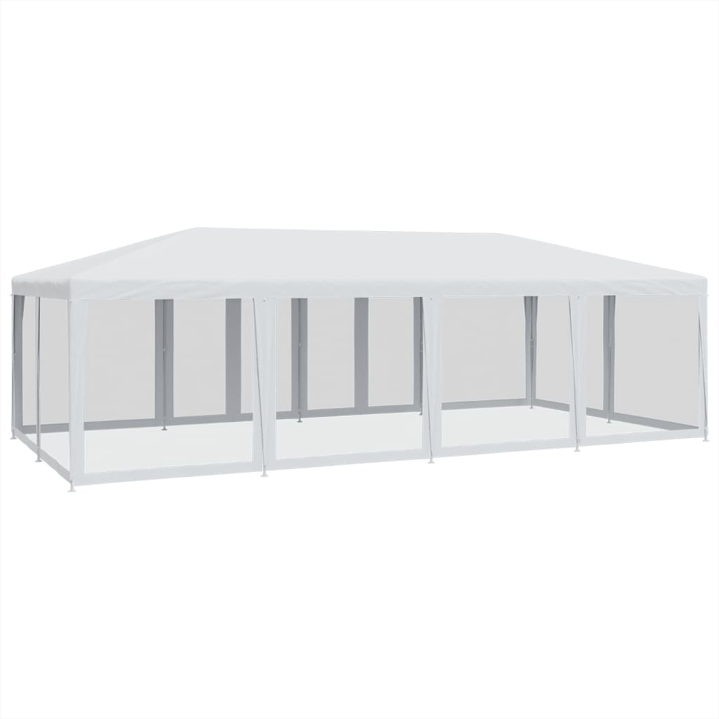 Proginė palapinė su 12 tinklinėmis sienomis, balta, 8x4m, HDPE Proginė palapinė su 12 tinklinėmis sienomis, balta, 8x4m, HDPE - Image 5