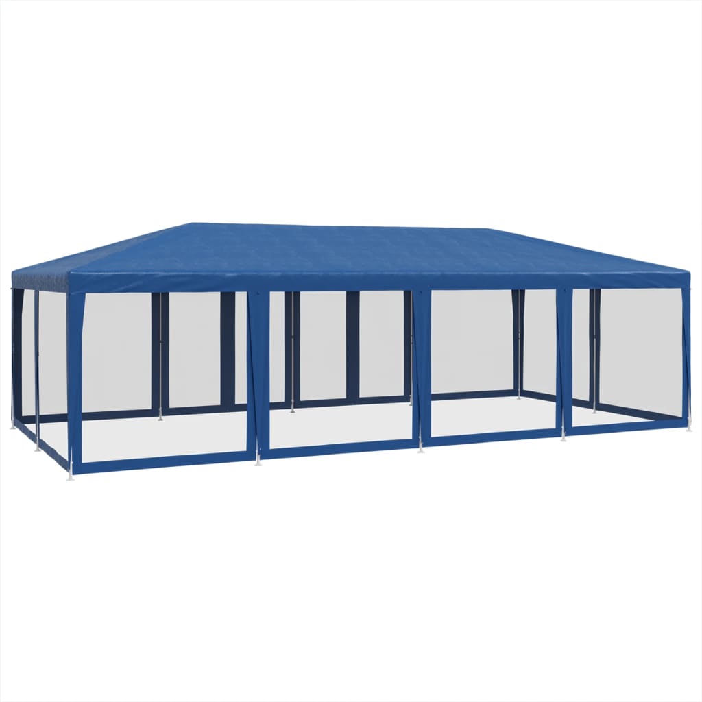 Proginė palapinė su 12 tinklinėmis sienomis, mėlyna, 8x4m, HDPE Proginė palapinė su 12 tinklinėmis sienomis, mėlyna, 8x4m, HDPE - Image 5