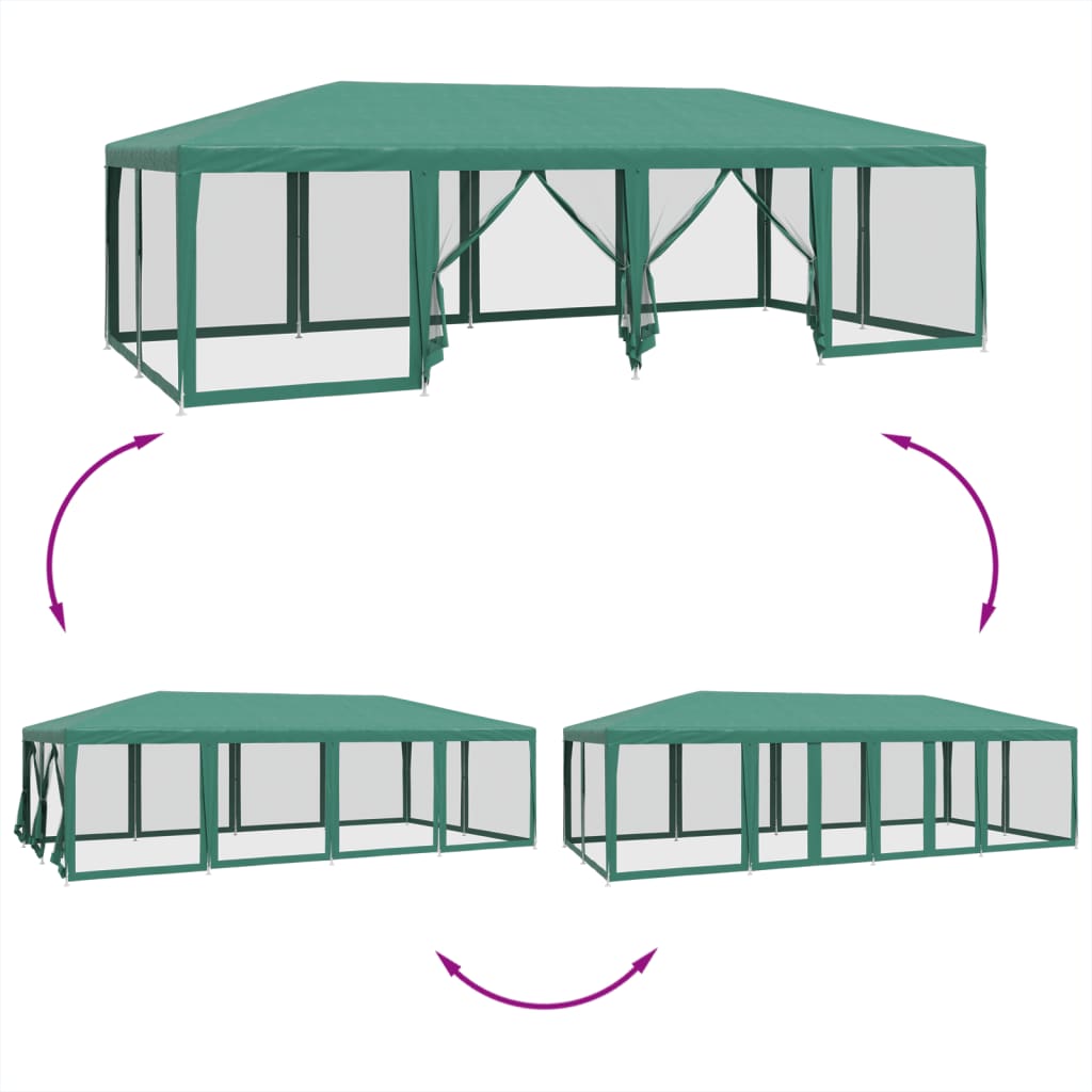 Proginė palapinė su 12 tinklinėmis sienomis, žalia, 8x4m, HDPE Proginė palapinė su 12 tinklinėmis sienomis, žalia, 8x4m, HDPE - Image 6