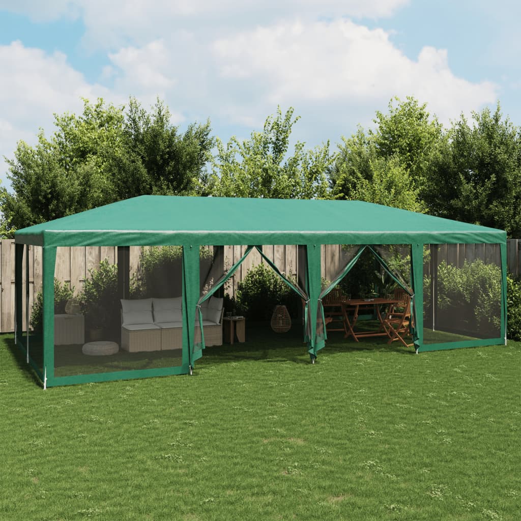 Proginė palapinė su 12 tinklinėmis sienomis, žalia, 8x4m, HDPE Proginė palapinė su 12 tinklinėmis sienomis, žalia, 8x4m, HDPE - Image 2