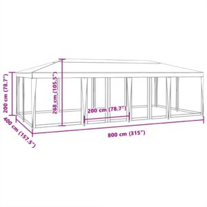 Proginė palapinė su 12 sienomis, antracito, 8x4m, HDPE