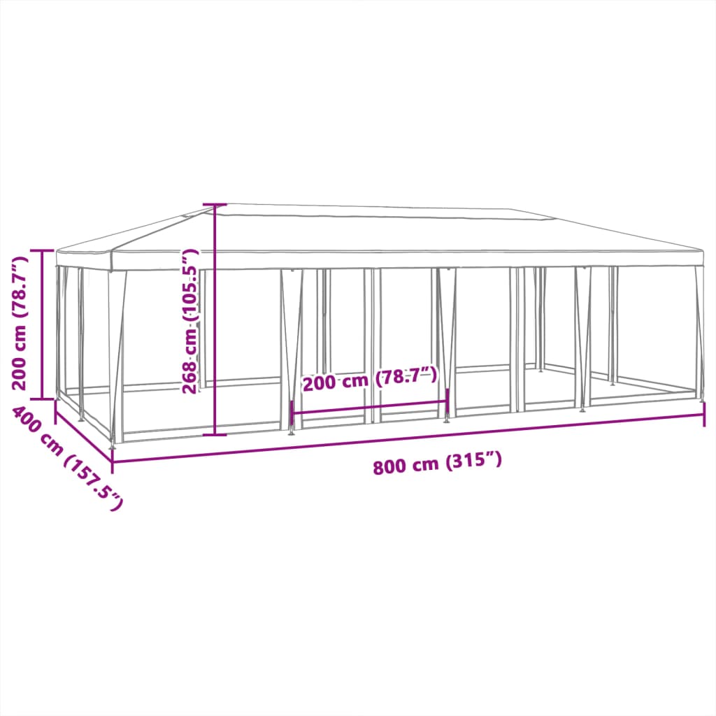 Proginė palapinė su 12 sienomis, antracito, 8x4m, HDPE Proginė palapinė su 12 sienomis, antracito, 8x4m, HDPE