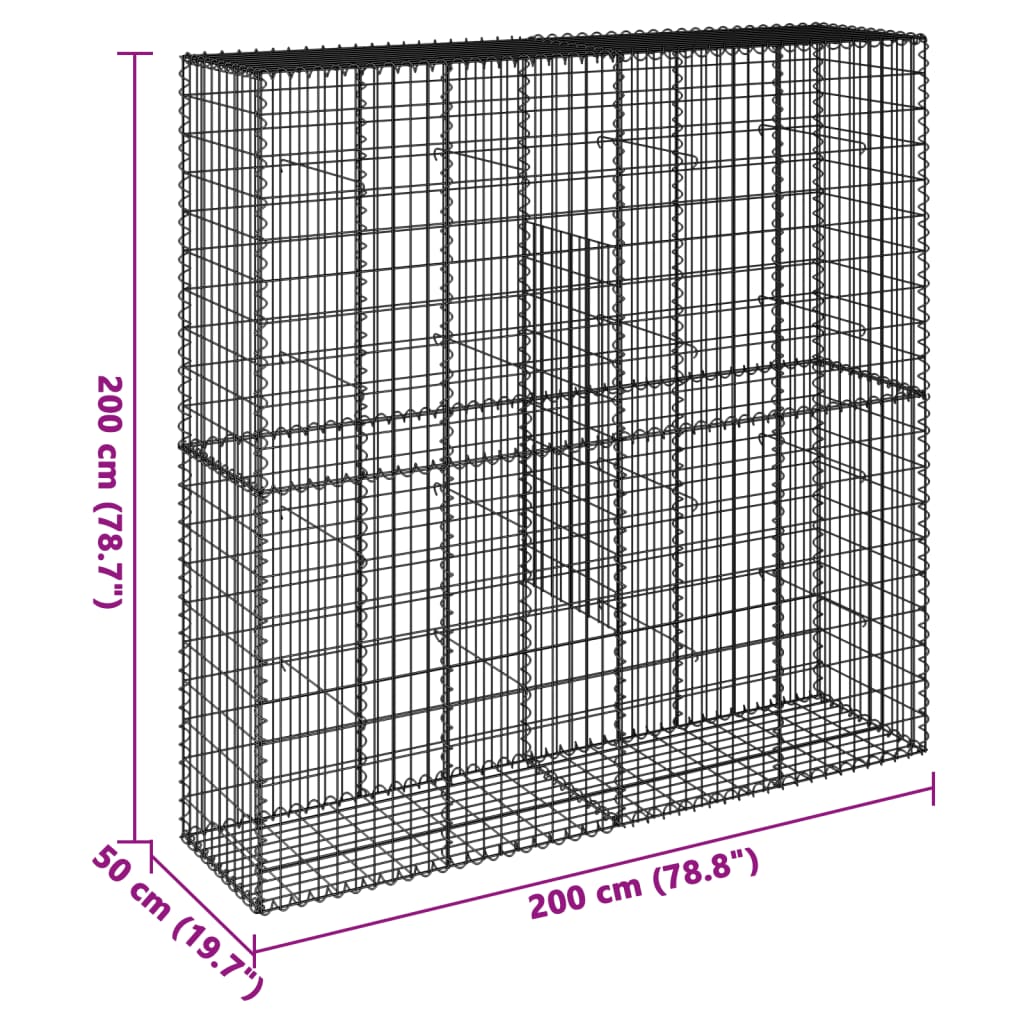 Gabiono krepšys su dangčiu, 200x50x200cm, galvanizuota geležis Gabiono krepšys su dangčiu, 200x50x200cm, galvanizuota geležis
