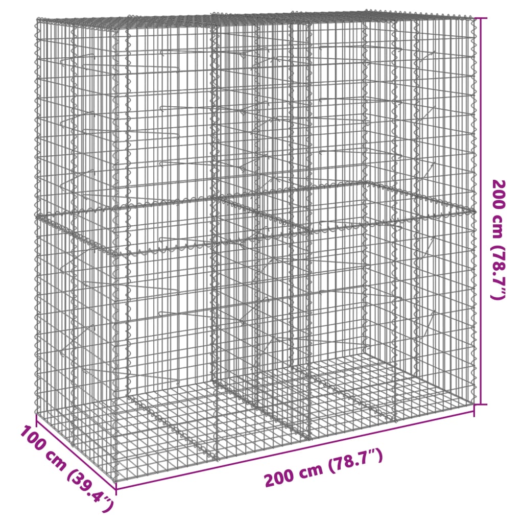 Gabiono krepšys su dangčiu, 200x100x200cm, galvanizuota geležis Gabiono krepšys su dangčiu, 200x100x200cm, galvanizuota geležis
