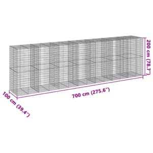Gabiono krepšys su dangčiu, 700x100x200cm, galvanizuota geležis