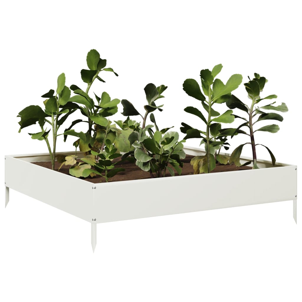 Aukštas sodo lovelis, baltos spalvos, 100x100x26cm, plienas Aukštas sodo lovelis, baltos spalvos, 100x100x26cm, plienas - Image 3
