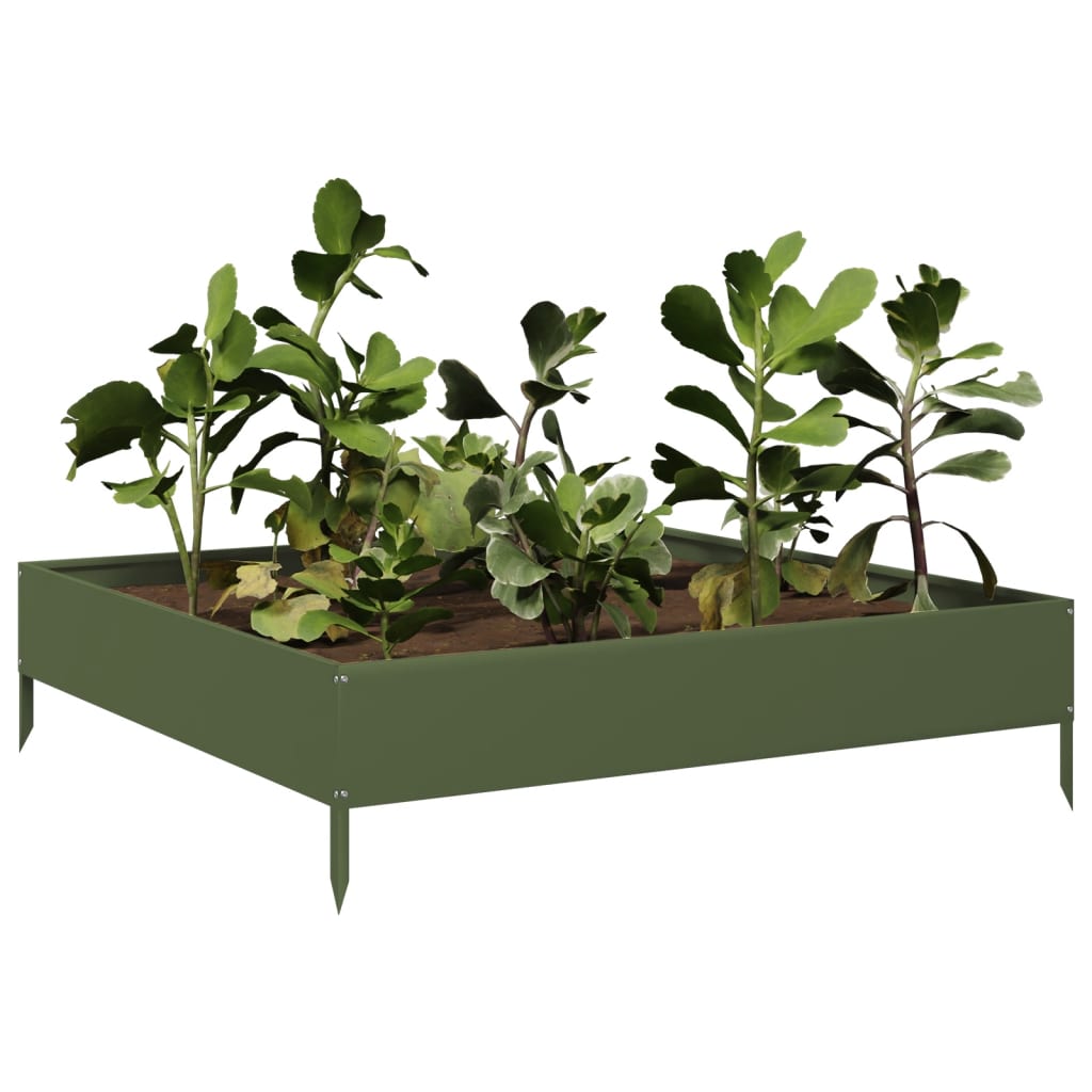 Aukštas sodo lovelis, alyvuogių žalias, 100x100x26cm, plienas Aukštas sodo lovelis, alyvuogių žalias, 100x100x26cm, plienas - Image 3