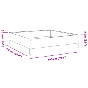 Aukštas sodo lovelis, 100x100x26cm, galvanizuotas plienas