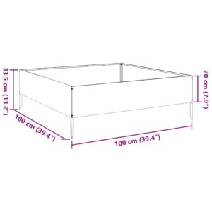 Aukštas sodo lovelis, 100x100x33,5cm, galvanizuotas plienas