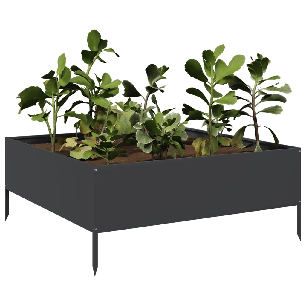 Aukštas sodo lovelis, juodos spalvos, 100x100x41cm, plienas Aukštas sodo lovelis, juodos spalvos, 100x100x41cm, plienas - Image 3