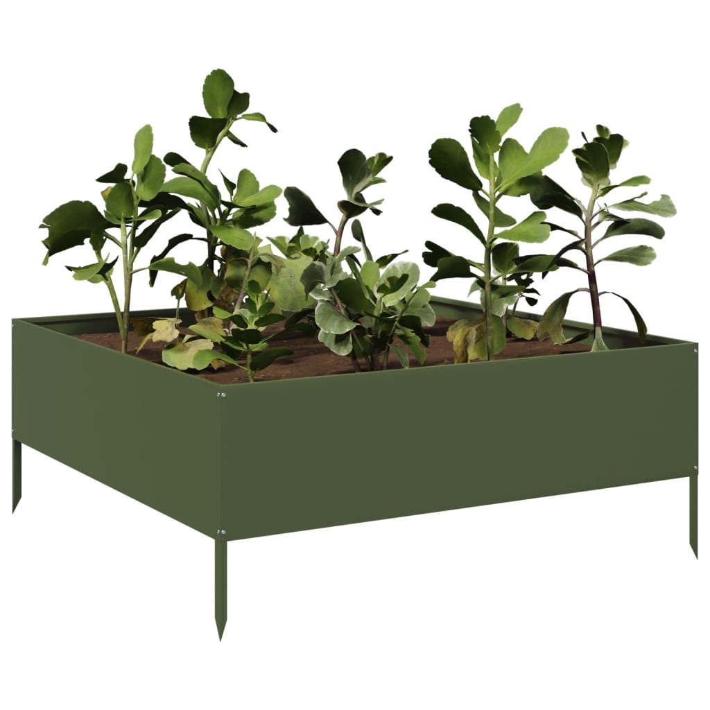 Aukštas sodo lovelis, alyvuogių žalias, 100x100x41cm, plienas Aukštas sodo lovelis, alyvuogių žalias, 100x100x41cm, plienas - Image 3