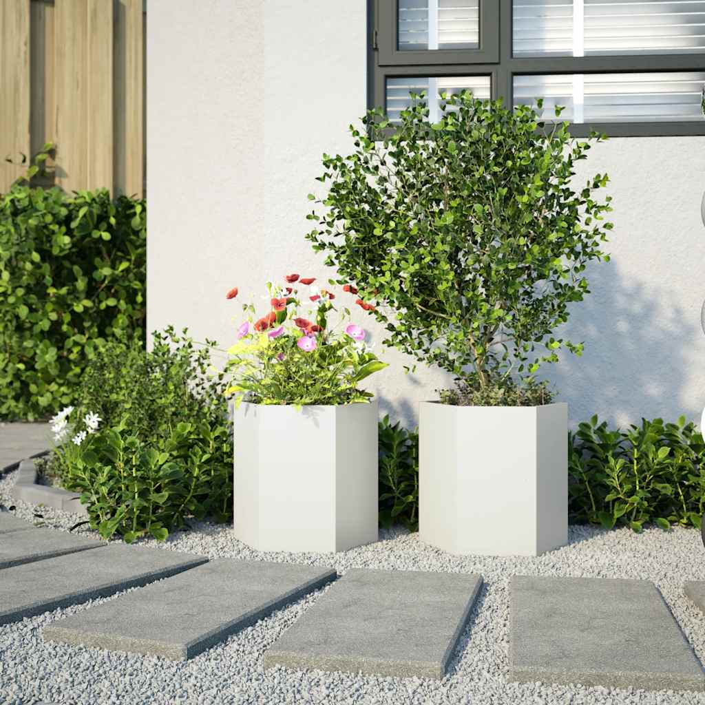 sodo sodinukai 2 vnt baltas šešiakampis 46x40x45 cm plieninis sodo sodinukai 2 vnt baltas šešiakampis 46x40x45 cm plieninis - Image 3