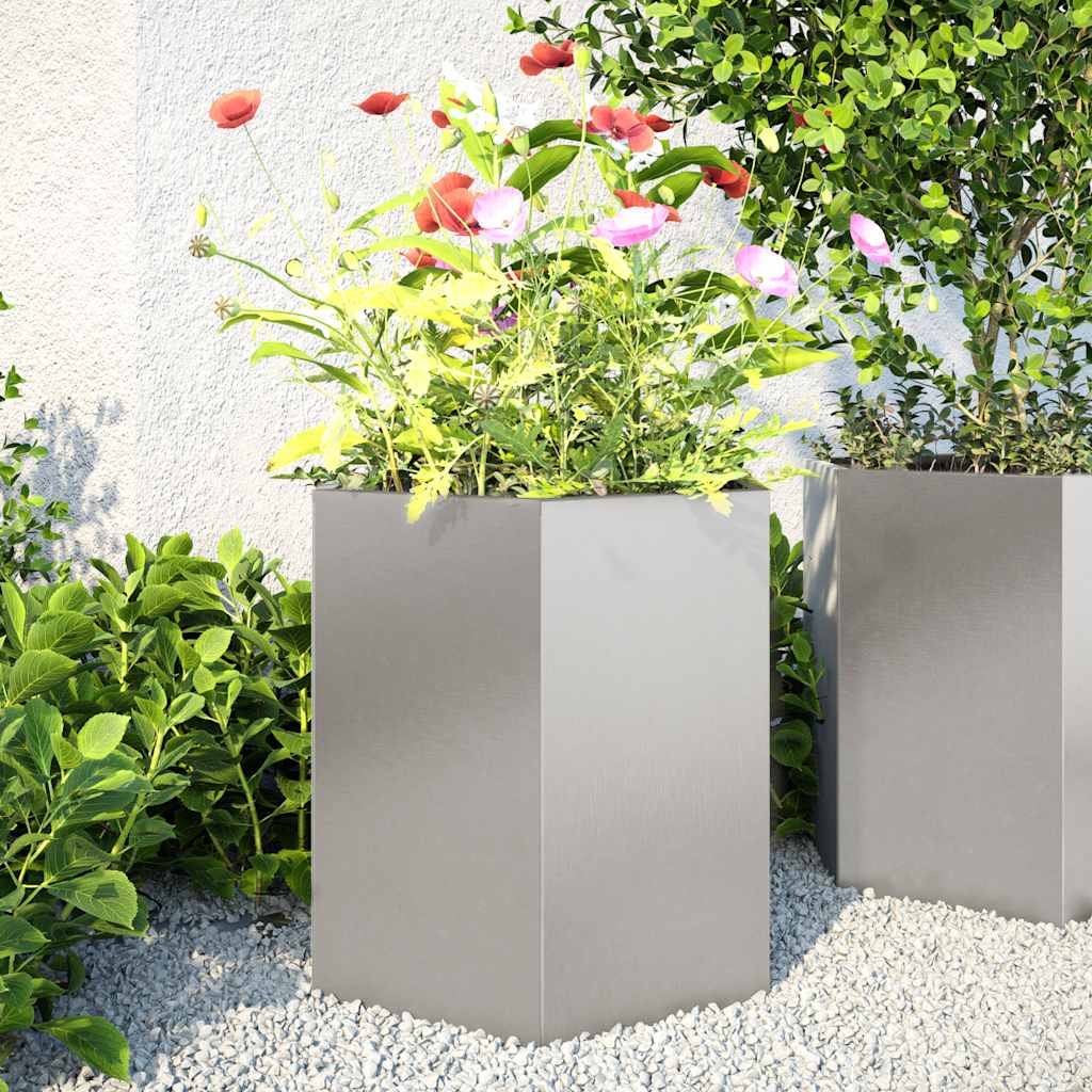 sodo sodinukai 2 vnt šešiakampis 46x40x45cm nerūdijančio plieno sodo sodinukai 2 vnt šešiakampis 46x40x45cm nerūdijančio plieno - Image 2