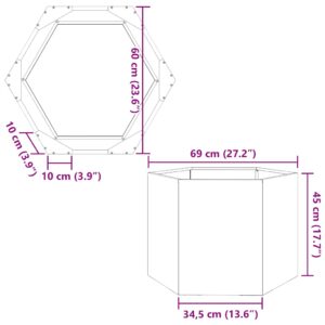 Sodo lovelis, 69x60x45cm, galvanizuotas plienas, šešiakampis