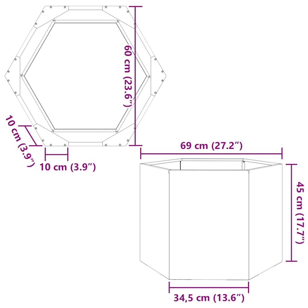 Sodo lovelis, 69x60x45cm, galvanizuotas plienas, šešiakampis Sodo lovelis, 69x60x45cm, galvanizuotas plienas, šešiakampis