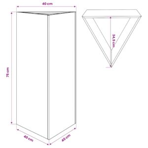 Sodo lovelis, baltos spalvos, 40x34,5x75cm, plienas, trikampis