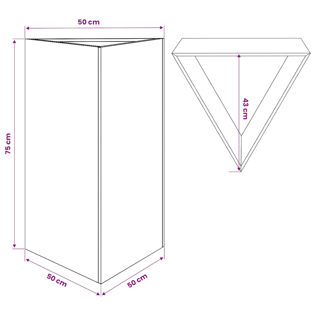 Sodo lovelis, antracito, 50x43x75cm, plienas, trikampis Sodo lovelis, antracito, 50x43x75cm, plienas, trikampis