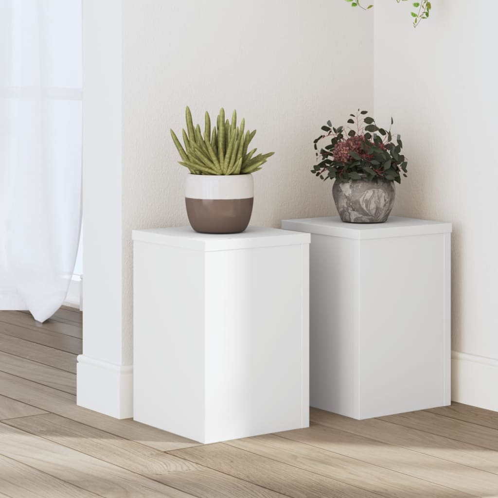 Stovai augalams, 2vnt., balti, 20x20x30cm, apdirbta mediena Stovai augalams, 2vnt., balti, 20x20x30cm, apdirbta mediena - Image 3