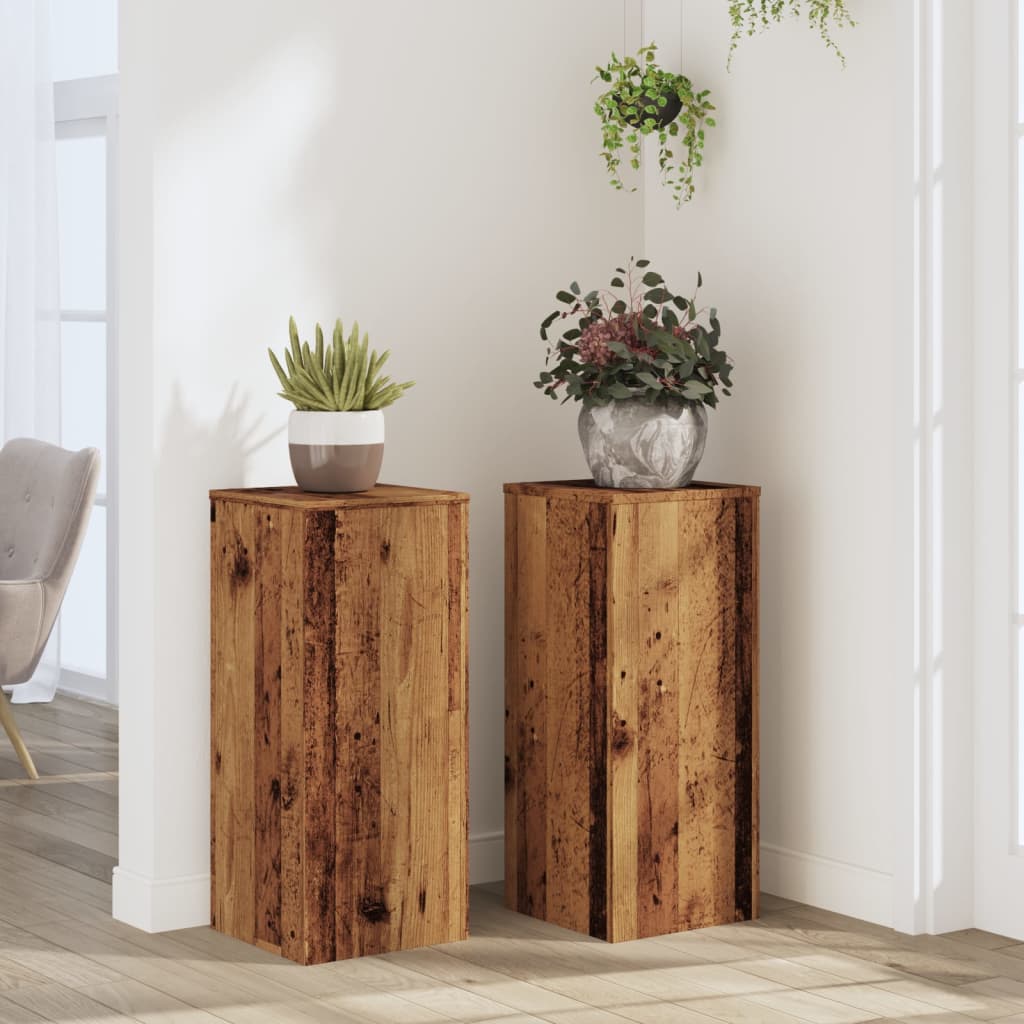 Stovai augalams, 2vnt., sendintos medienos, 30x30x70cm, mediena Stovai augalams, 2vnt., sendintos medienos, 30x30x70cm, mediena - Image 2