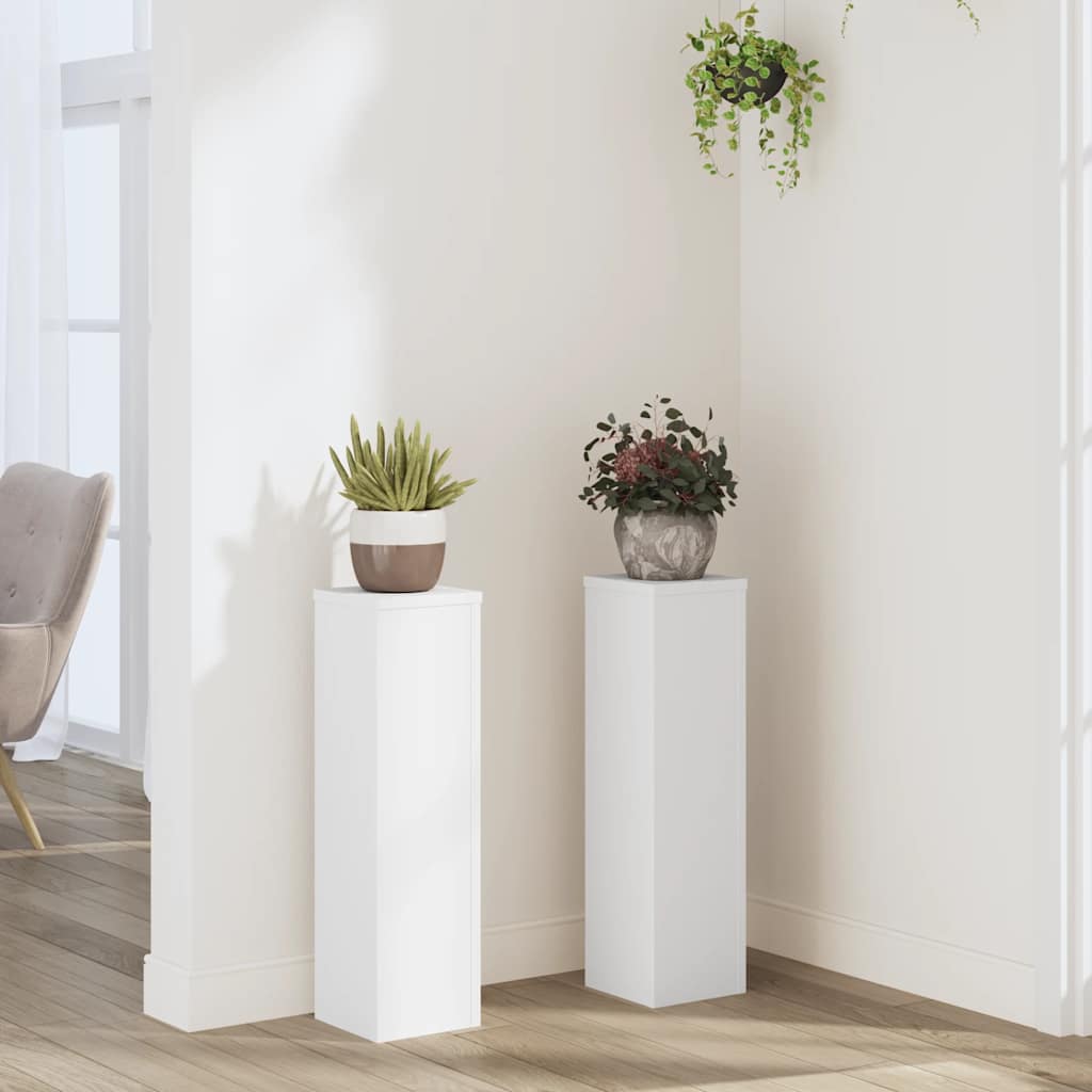 Stovai augalams, 2vnt., balti, 17x17x60cm, apdirbta mediena Stovai augalams, 2vnt., balti, 17x17x60cm, apdirbta mediena - Image 3