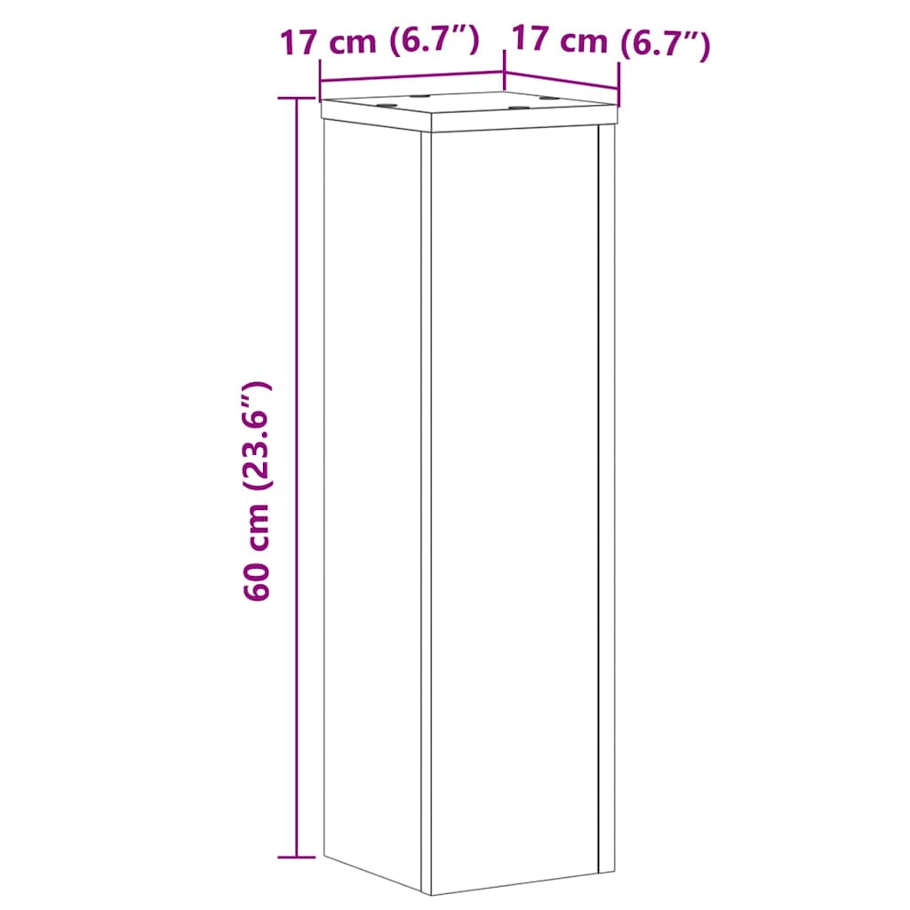 Stovai augalams, 2vnt., betono, 17x17x60cm, apdirbta mediena Stovai augalams, 2vnt., betono, 17x17x60cm, apdirbta mediena