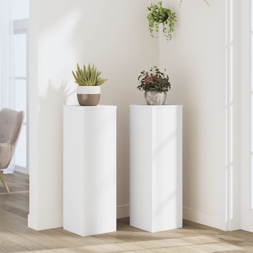 Stovai augalams, 2vnt., balti, 25x25x80cm, apdirbta mediena Stovai augalams, 2vnt., balti, 25x25x80cm, apdirbta mediena - Image 3