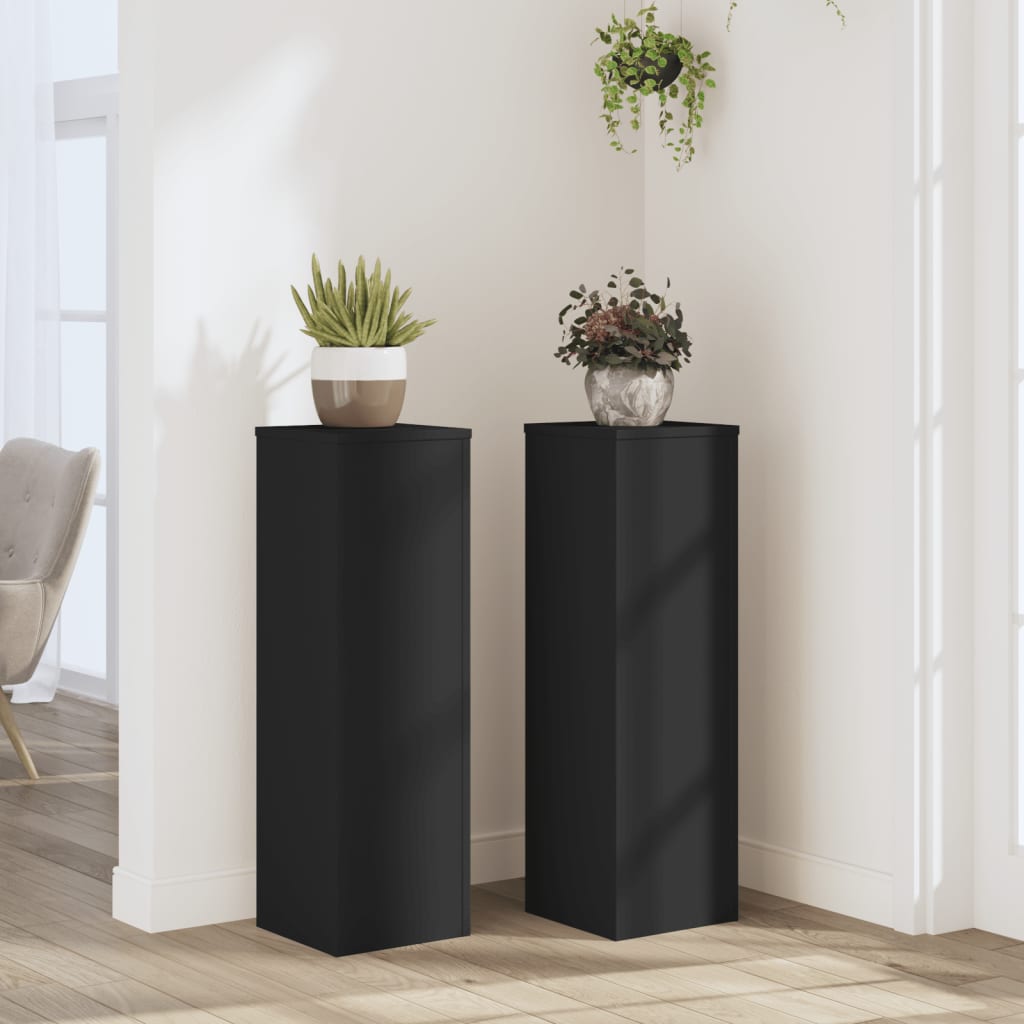 Stovai augalams, 2vnt., juodi, 25x25x80cm, apdirbta mediena Stovai augalams, 2vnt., juodi, 25x25x80cm, apdirbta mediena - Image 3