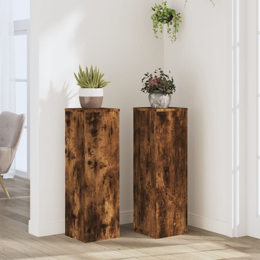 Stovai augalams, 2vnt., dūminiai, 25x25x80cm, apdirbta mediena Stovai augalams, 2vnt., dūminiai, 25x25x80cm, apdirbta mediena - Image 2