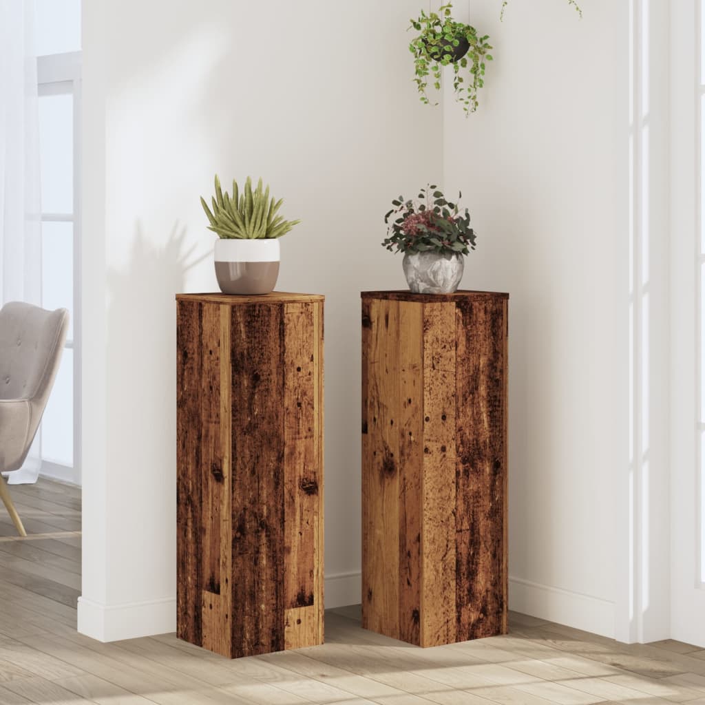 Stovai augalams, 2vnt., sendintos medienos, 25x25x80cm, mediena Stovai augalams, 2vnt., sendintos medienos, 25x25x80cm, mediena - Image 2