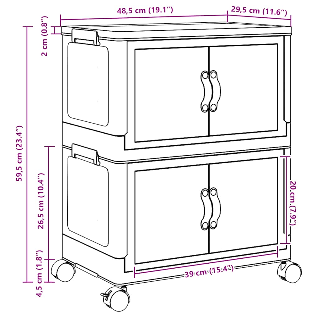 Sukraunama daiktadėžė su ratukais, 28 L, 48,5×29,5×59,5 cm Sukraunama daiktadėžė su ratukais, 28 L, 48,5x29,5x59,5 cm