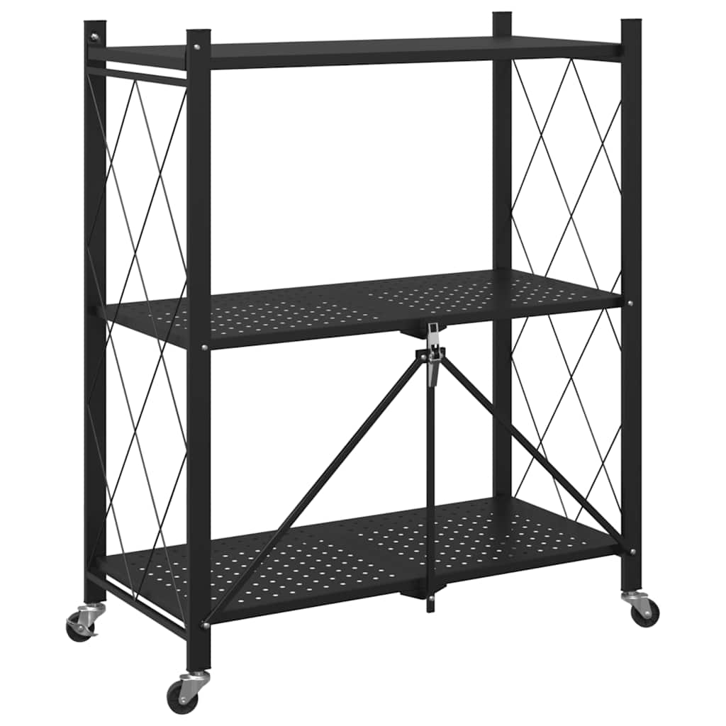 Sandėliavimo lentyna su ratukais, juoda, 71x34x88cm, plienas Sandėliavimo lentyna su ratukais, juoda, 71x34x88cm, plienas - Image 6
