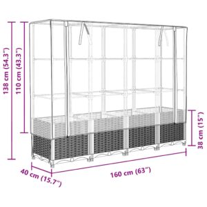 Pakelta lysvė su šiltnamio dangčiu, 160x40x138cm