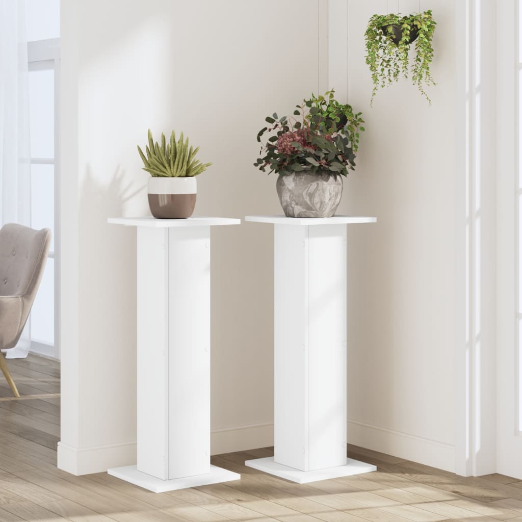 Stovai augalams, 2vnt., balti, 30x30x80cm, apdirbta mediena Stovai augalams, 2vnt., balti, 30x30x80cm, apdirbta mediena - Image 4