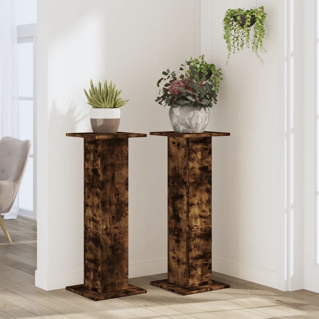 Stovai augalams, 2vnt., dūminiai, 30x30x80cm, apdirbta mediena Stovai augalams, 2vnt., dūminiai, 30x30x80cm, apdirbta mediena - Image 4