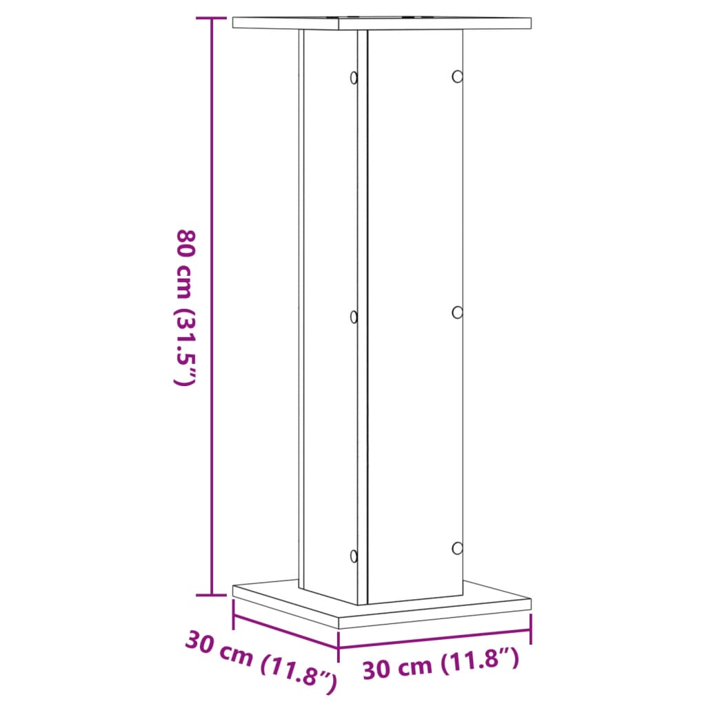 Stovai augalams, 2vnt., pilki ąžuolo, 30x30x80cm, mediena Stovai augalams, 2vnt., pilki ąžuolo, 30x30x80cm, mediena