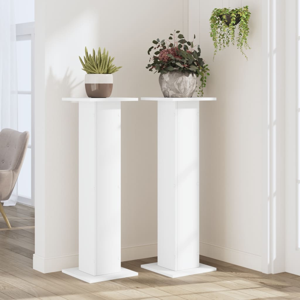 Stovai augalams, 2vnt., balti, 30x30x95cm, apdirbta mediena Stovai augalams, 2vnt., balti, 30x30x95cm, apdirbta mediena - Image 4
