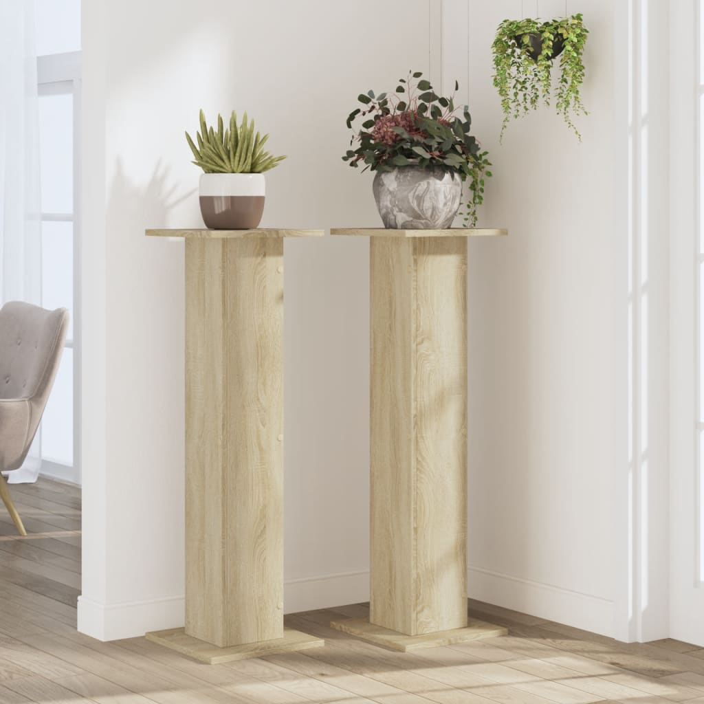 Stovai augalams, 2vnt., ąžuolo, 30x30x95cm, apdirbta mediena Stovai augalams, 2vnt., ąžuolo, 30x30x95cm, apdirbta mediena - Image 4