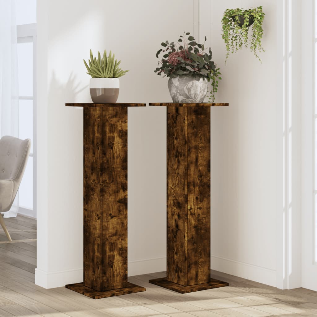 Stovai augalams, 2vnt., dūminiai, 30x30x95cm, apdirbta mediena Stovai augalams, 2vnt., dūminiai, 30x30x95cm, apdirbta mediena - Image 4