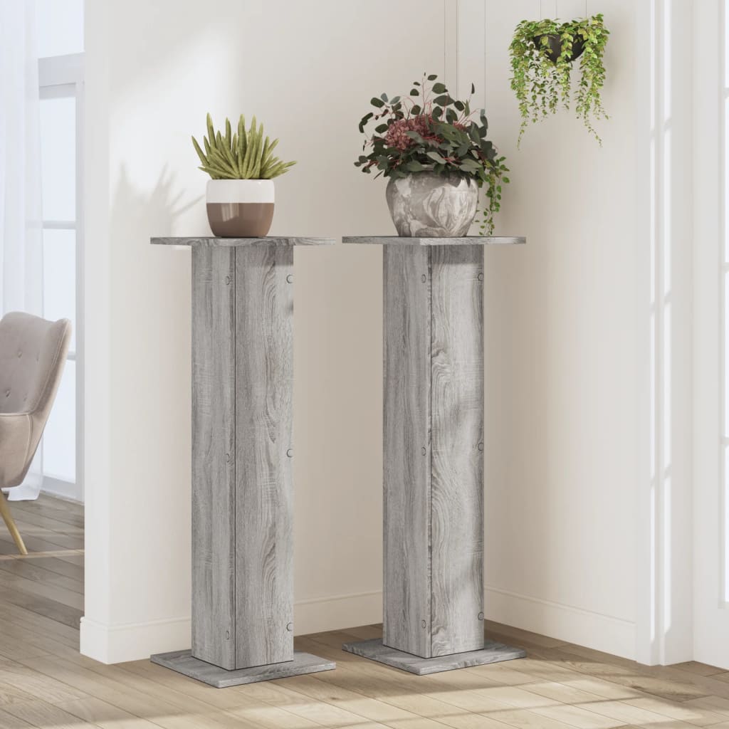 Stovai augalams, 2vnt., pilki ąžuolo, 30x30x95cm, mediena Stovai augalams, 2vnt., pilki ąžuolo, 30x30x95cm, mediena - Image 4