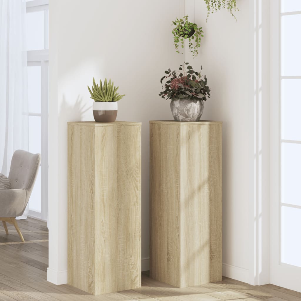 Stovai augalams, 2vnt., sonoma ąžuolo, 33x33x100cm, mediena Stovai augalams, 2vnt., sonoma ąžuolo, 33x33x100cm, mediena - Image 4