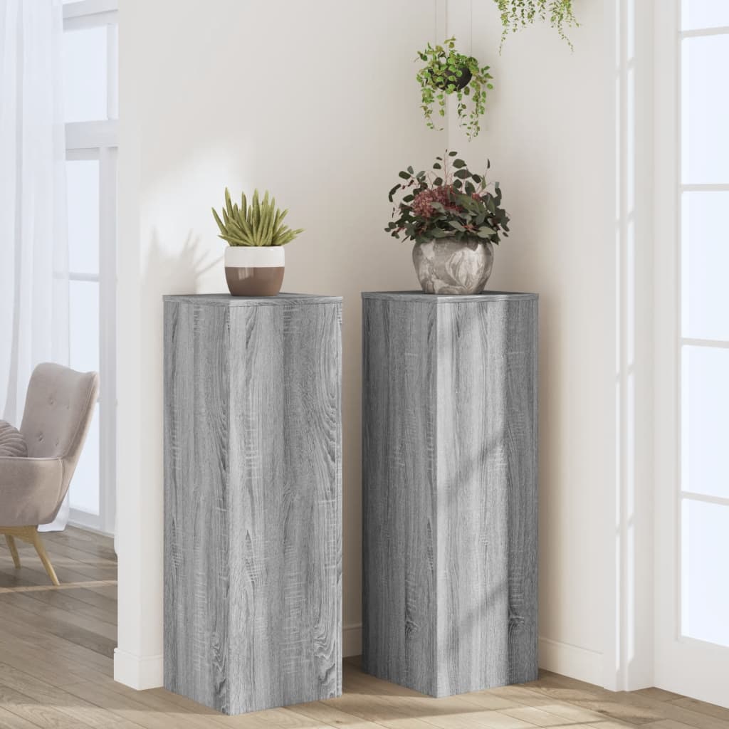Stovai augalams, 2vnt., pilki ąžuolo, 33x33x100cm, mediena Stovai augalams, 2vnt., pilki ąžuolo, 33x33x100cm, mediena - Image 4