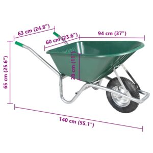 Wheelbarrow Green 90 L 150 kg Cinkuotas plienas ir plastikas