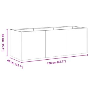Vazonas, antracito spalvos, 120x40x40 cm, šaltai valcuotas plienas